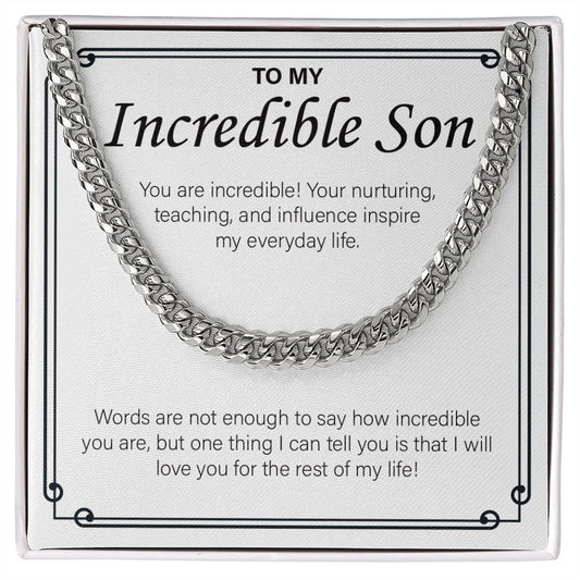 You Are Incredible cuban link chain silver front