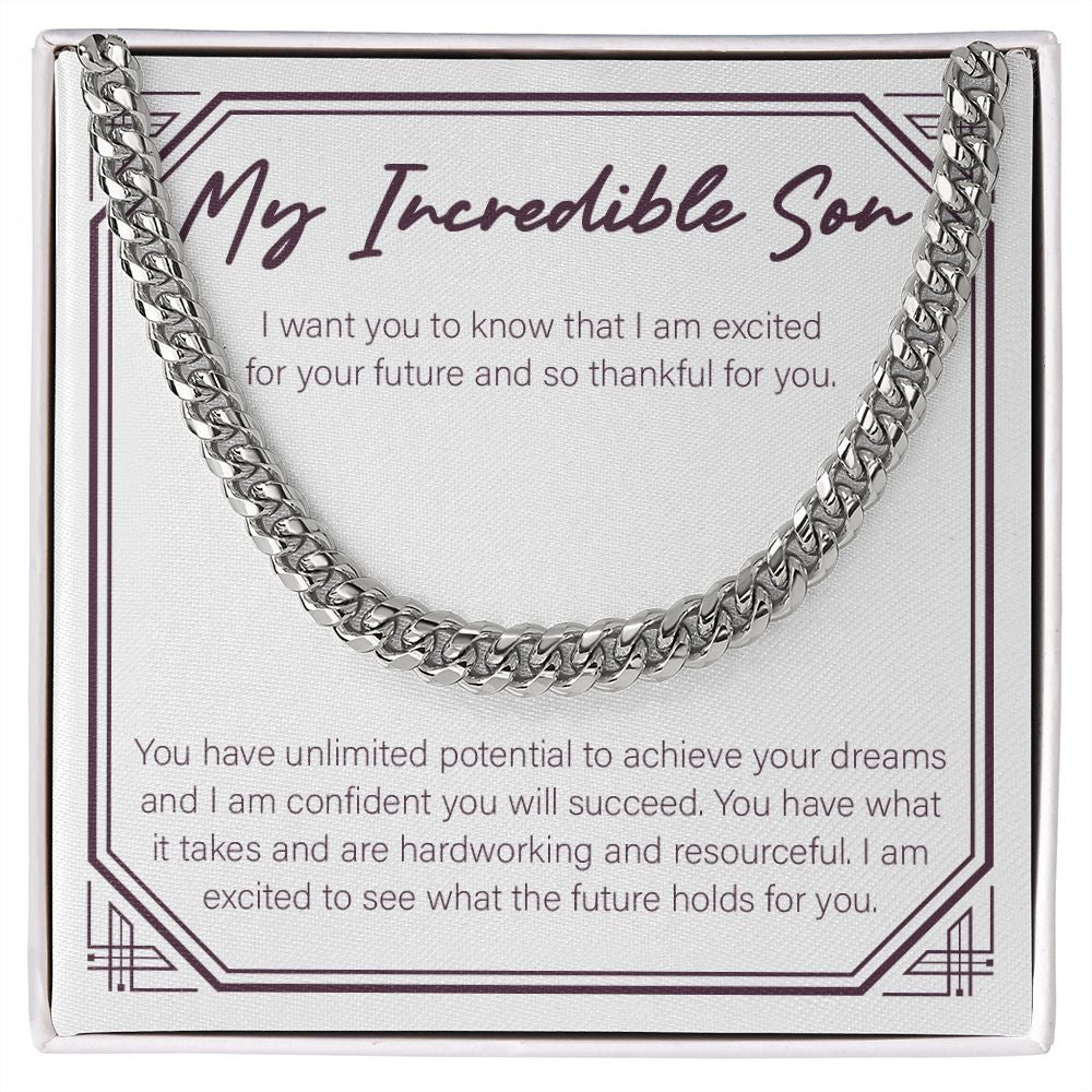 Excited For Your Future cuban link chain silver front