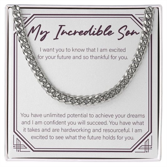 Excited For Your Future cuban link chain silver front