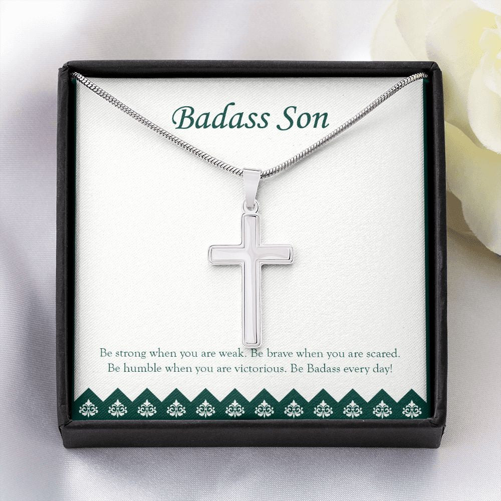 Be Brave When Scared stainless steel cross yellow flower
