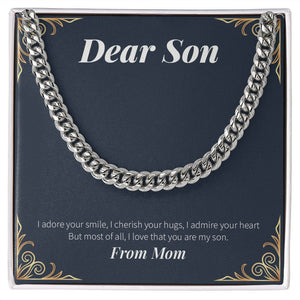 Adored And Cherished cuban link chain silver front