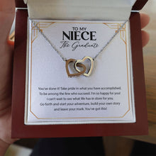 Load image into Gallery viewer, Start Your Adventure interlocking heart necklace luxury led box hand holding
