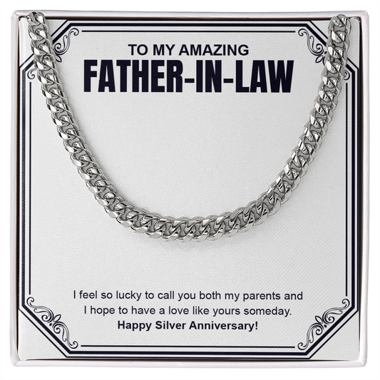 I Feel So Lucky cuban link chain silver front