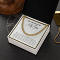 Behind Every Student cuban link chain gold box side view