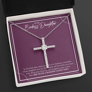 All The Battles You Won cz cross necklace close up