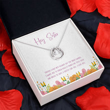 Load image into Gallery viewer, The Right Words horseshoe pendant red flower

