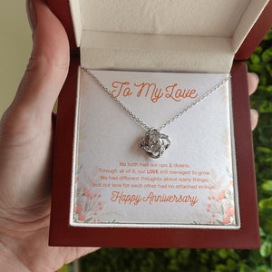 Our Ups And Downs love knot necklace luxury led box hand holding