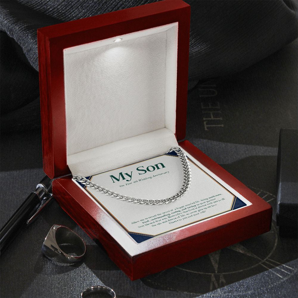 The Secret Of A Happy Married Life cuban link chain silver premium led mahogany wood box