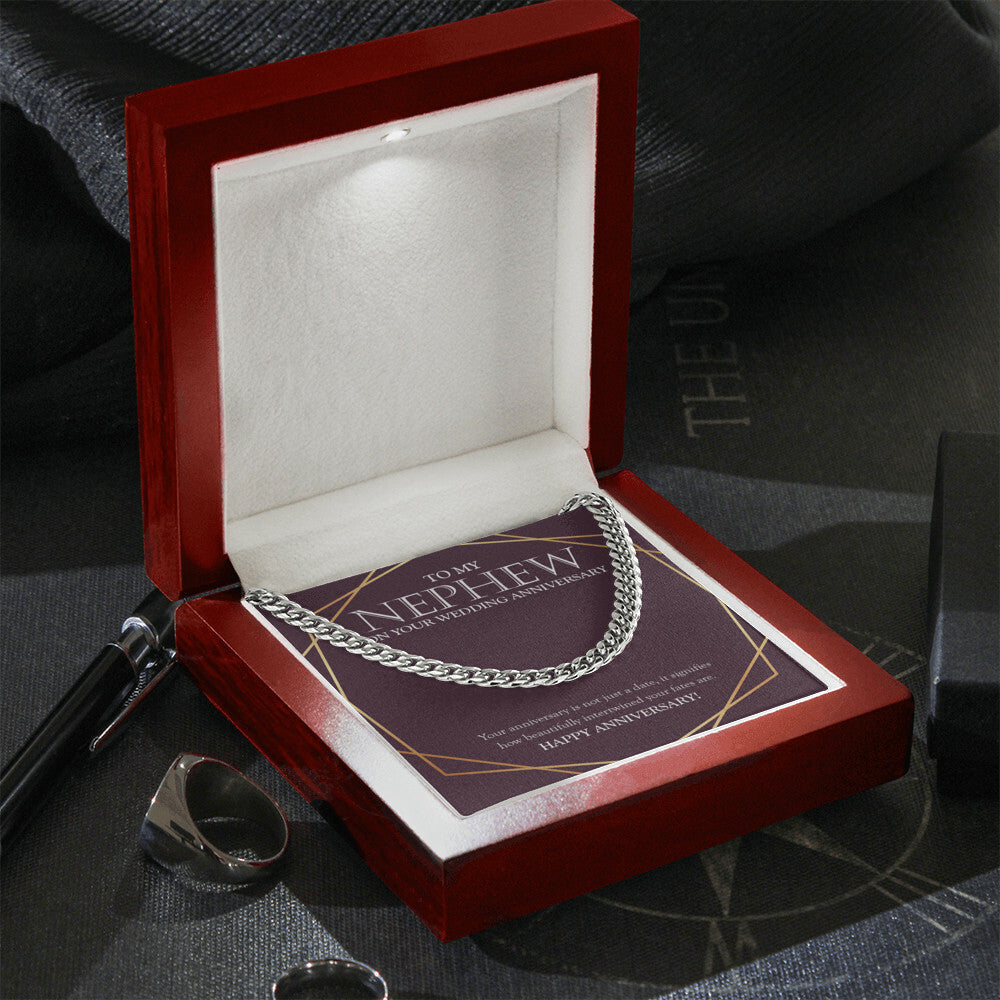 Intertwined Fate cuban link chain silver premium led mahogany wood box
