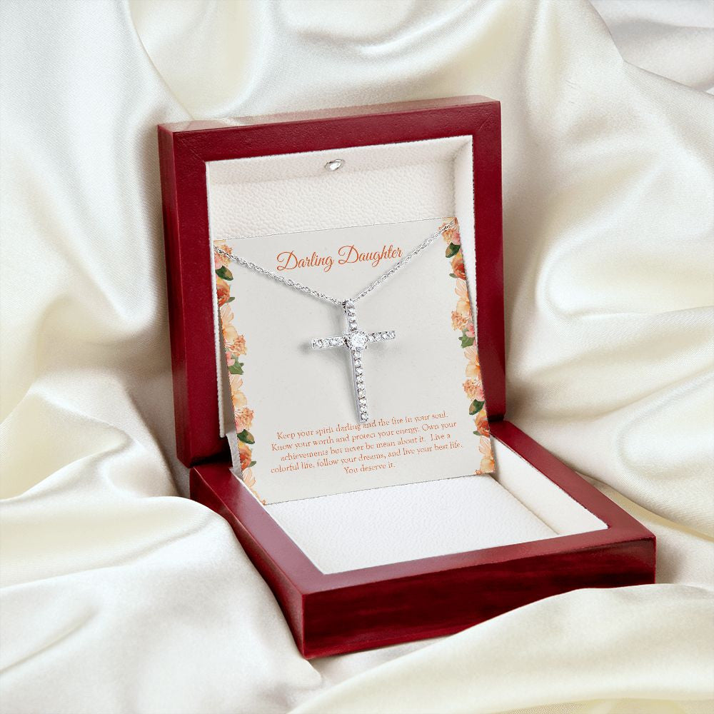 Live A Colorful Life cz cross pendant luxury led silky shot