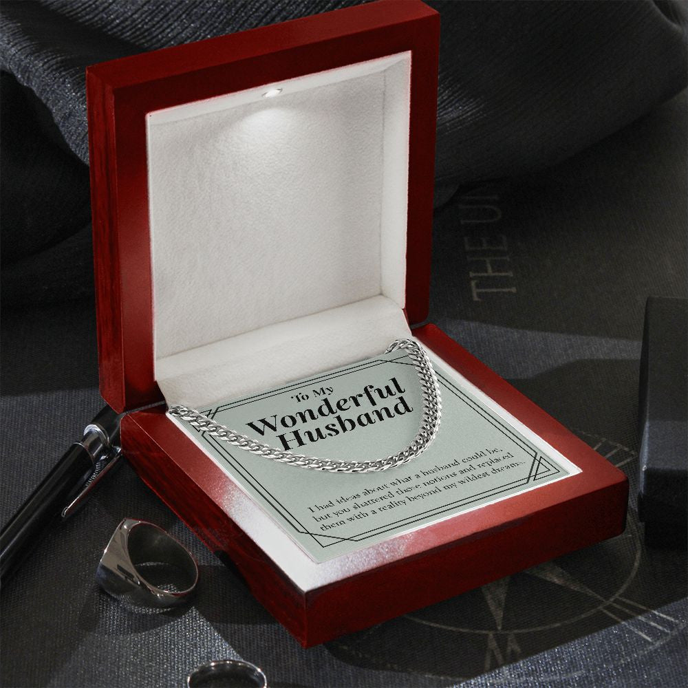 Replace Reality Beyond Dreams cuban link chain silver premium led mahogany wood box