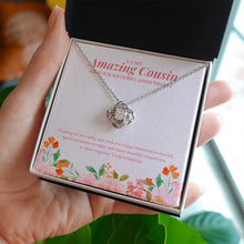Load image into Gallery viewer, Happy Memories to Cherish love knot necklace in hand
