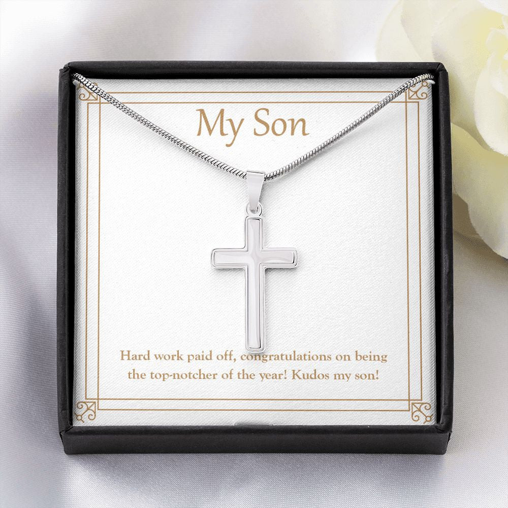 Hard Work Paid Off stainless steel cross yellow flower