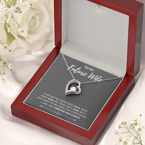 Last Everything forever love silver necklace premium led mahogany wood box