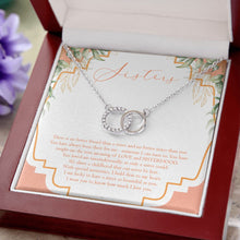 Load image into Gallery viewer, Love and Sisterhood double circle necklace luxury led box close up
