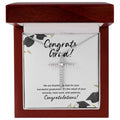 Thankful For God cz cross necklace premium led mahogany wood box