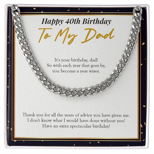 A Year Wiser cuban link chain silver front