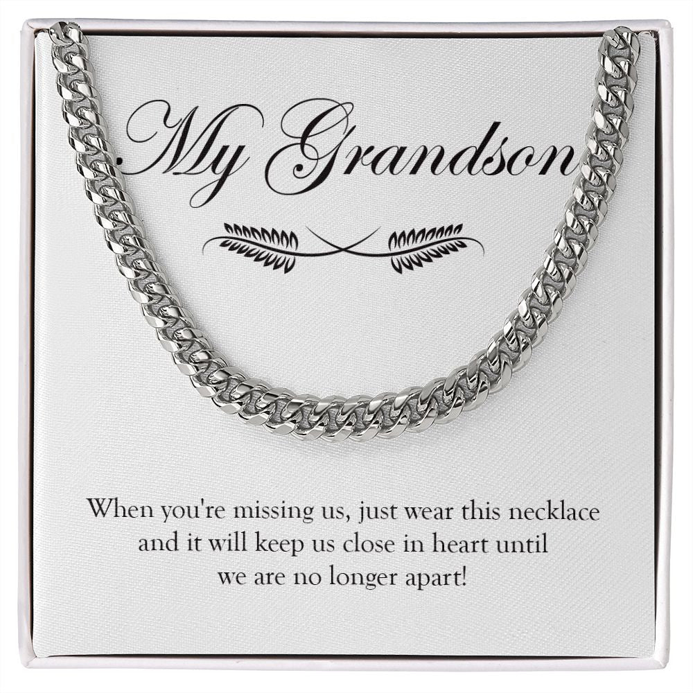 Until No Longer Apart cuban link chain silver front