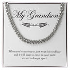 Until No Longer Apart cuban link chain silver front