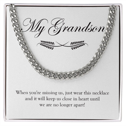 Until No Longer Apart cuban link chain silver front