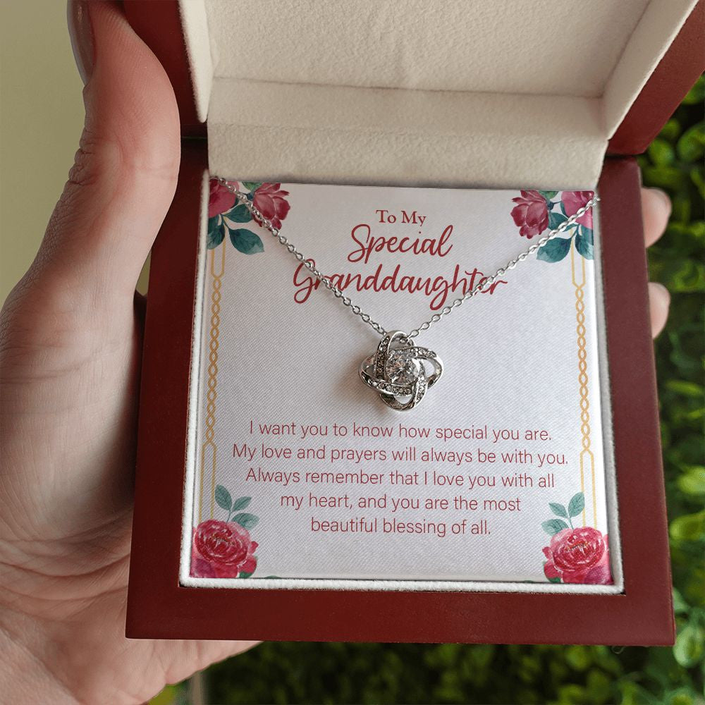 Love And Prayers With You love knot necklace luxury led box hand holding