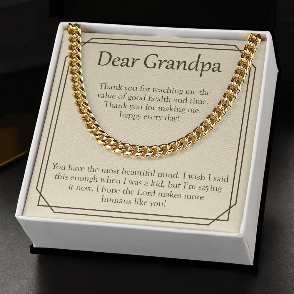 The Most Beautiful Mind cuban link chain gold standard box