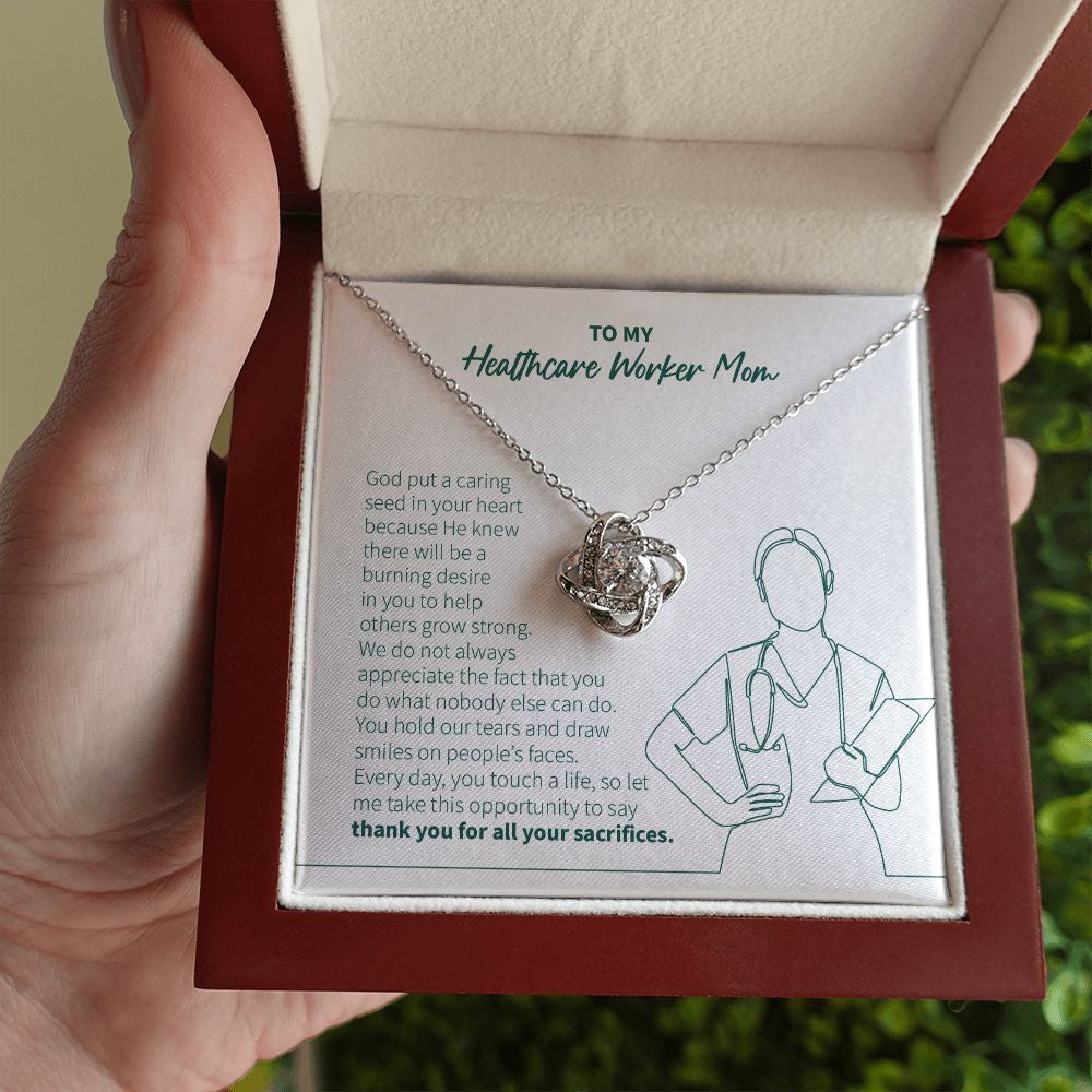 Caring Seed In Your Heart love knot necklace luxury led box hand holding