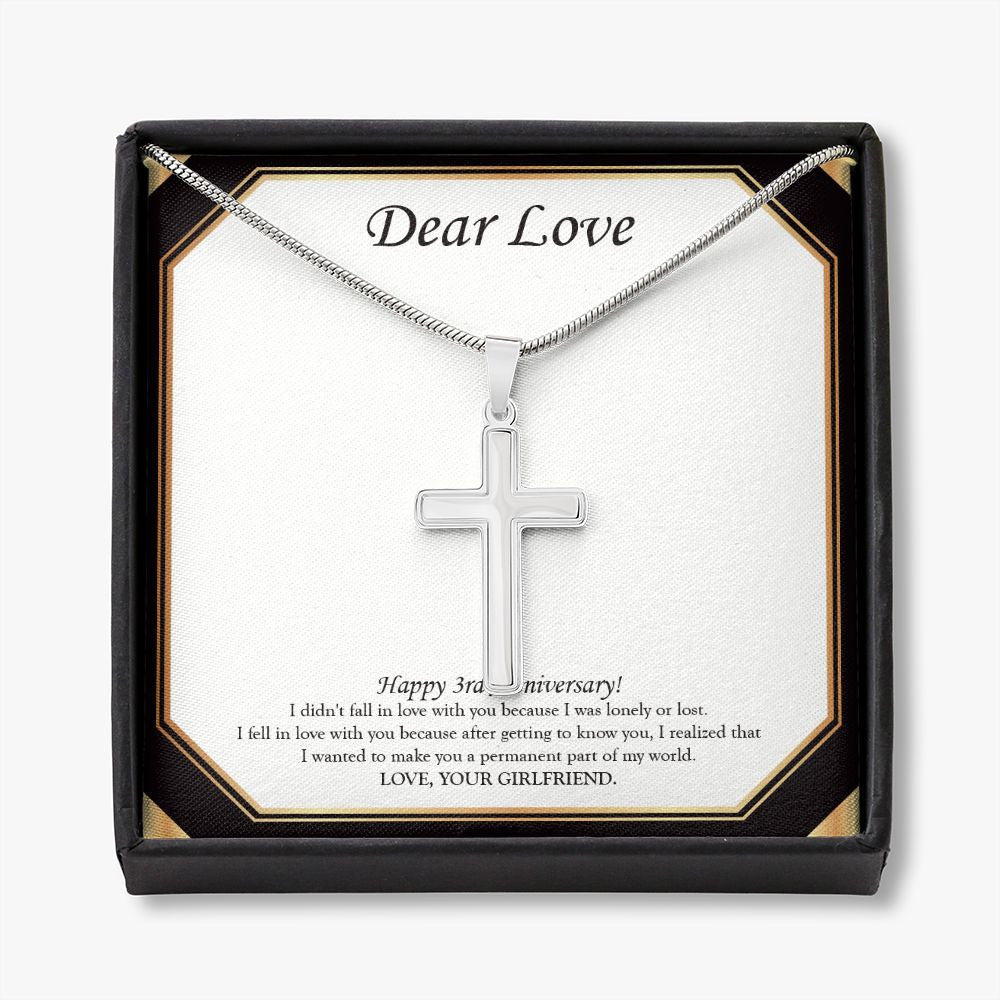 I Didn't Fall In Love stainless steel cross necklace front
