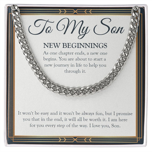 A New One Begins cuban link chain silver front