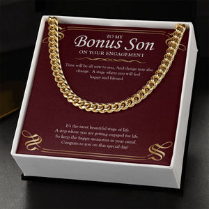 Happy And Blessed cuban link chain gold standard box