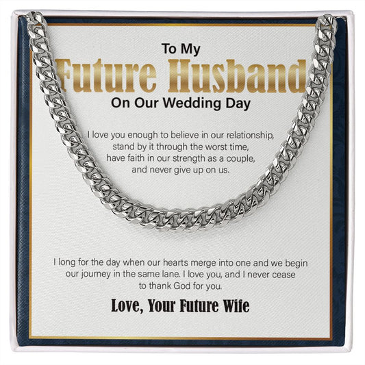 I Love You Enough cuban link chain silver front