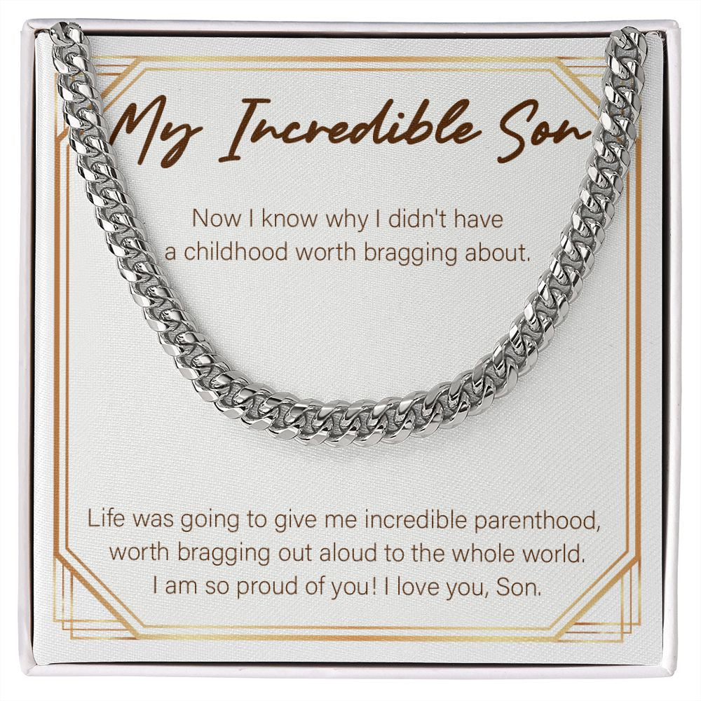 Incredible Parenthood cuban link chain silver front