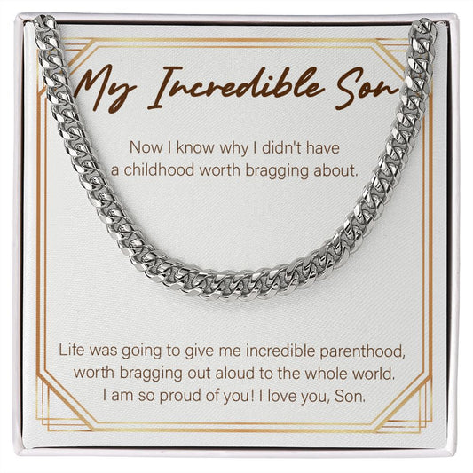 Incredible Parenthood cuban link chain silver front