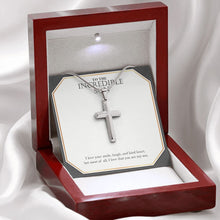 Load image into Gallery viewer, I Love His Smile stainless steel cross premium led mahogany wood box
