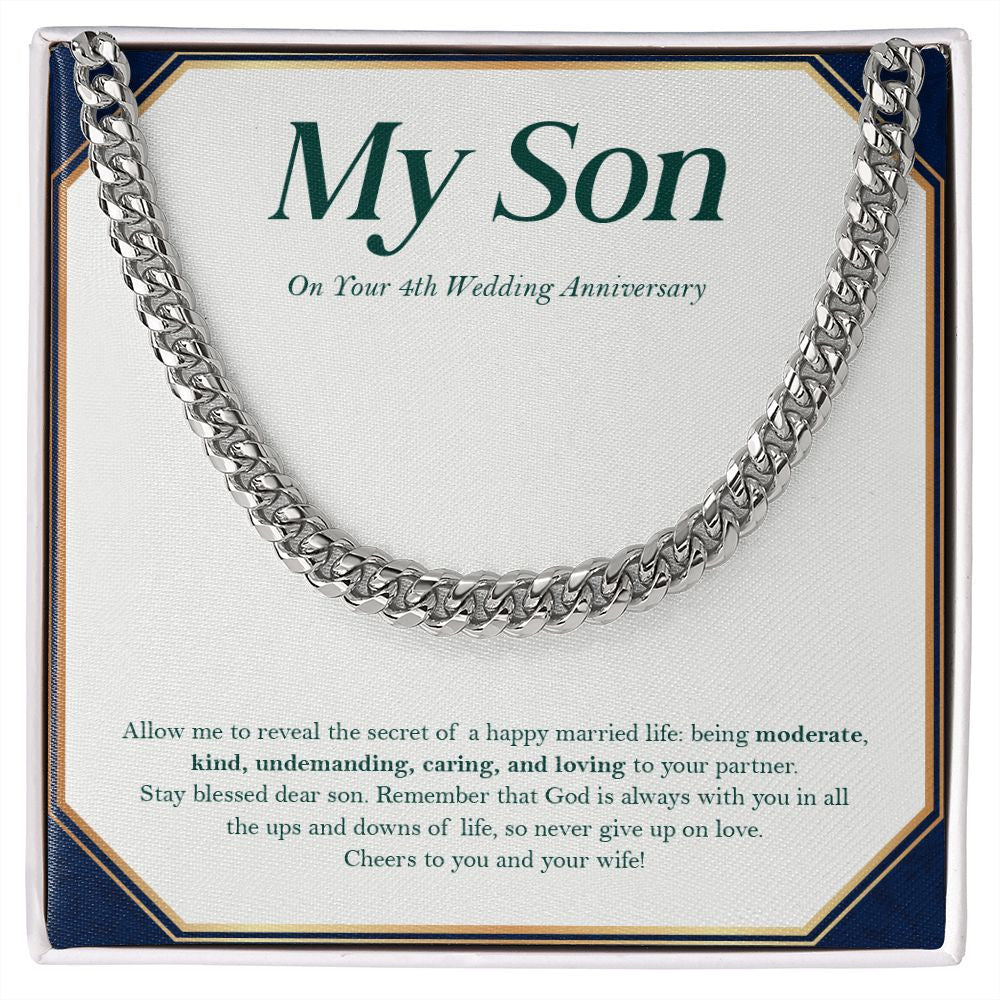 The Secret Of A Happy Married Life cuban link chain silver front