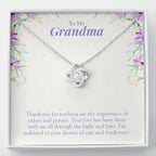 Values and Prayers love knot necklace front