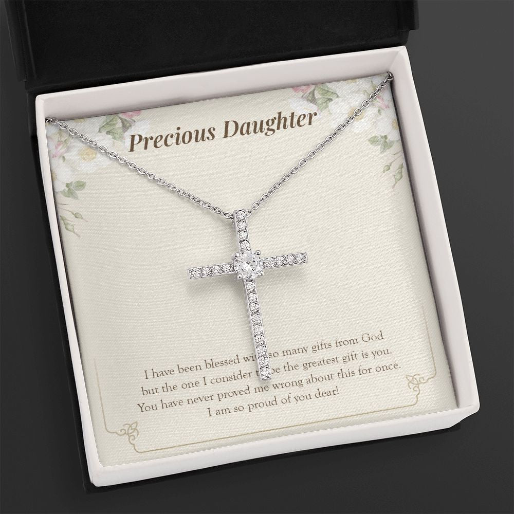 Greatest Gift From God cz cross necklace close up