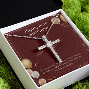New Phase Of Life cz cross pendant close up