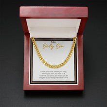 Load image into Gallery viewer, I Adore His Smile cuban link chain gold mahogany box led
