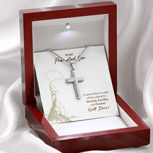 Load image into Gallery viewer, Sincerity, Sacrifice And Success stainless steel cross premium led mahogany wood box
