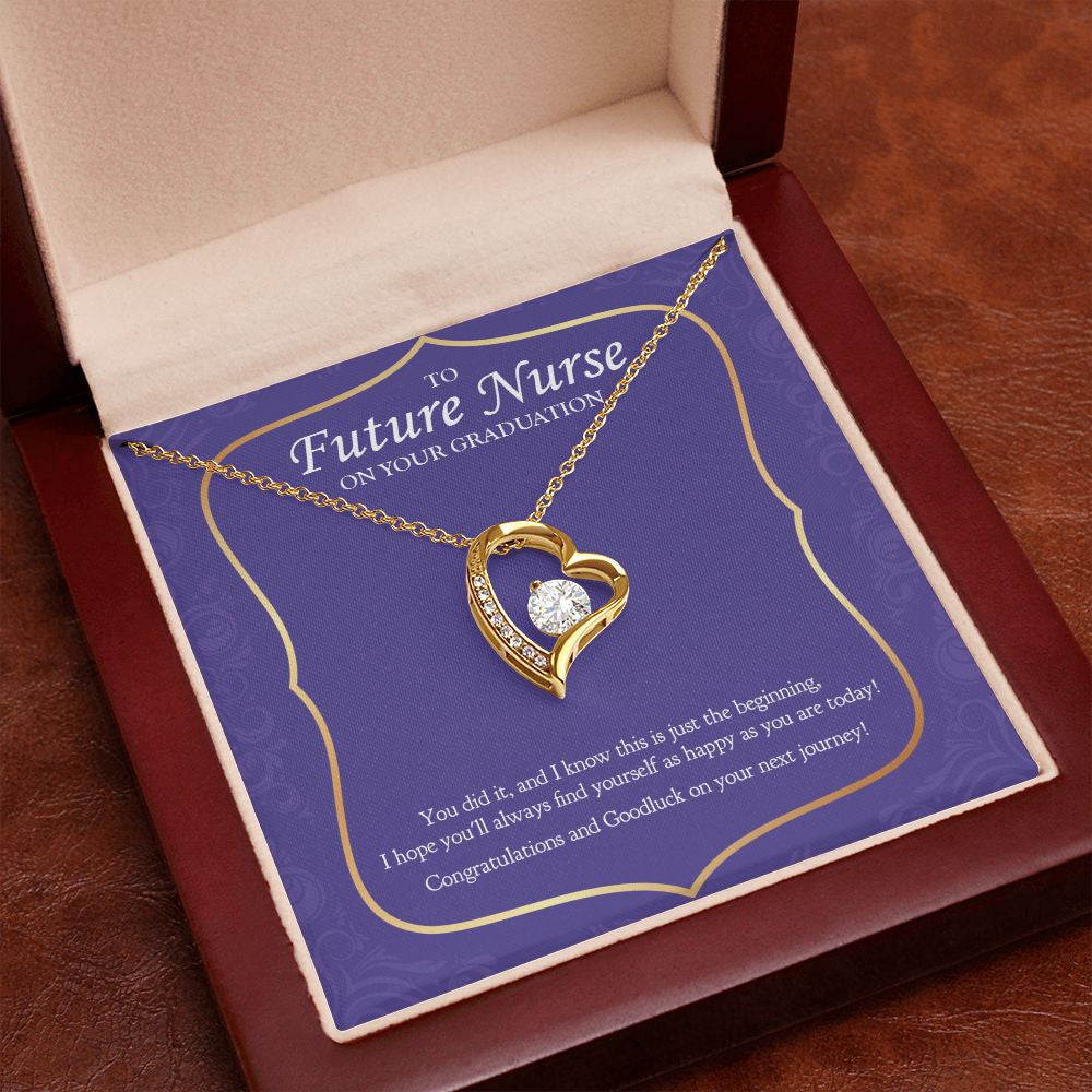 Just The Beginning forever love gold pendant premium led mahogany wood box