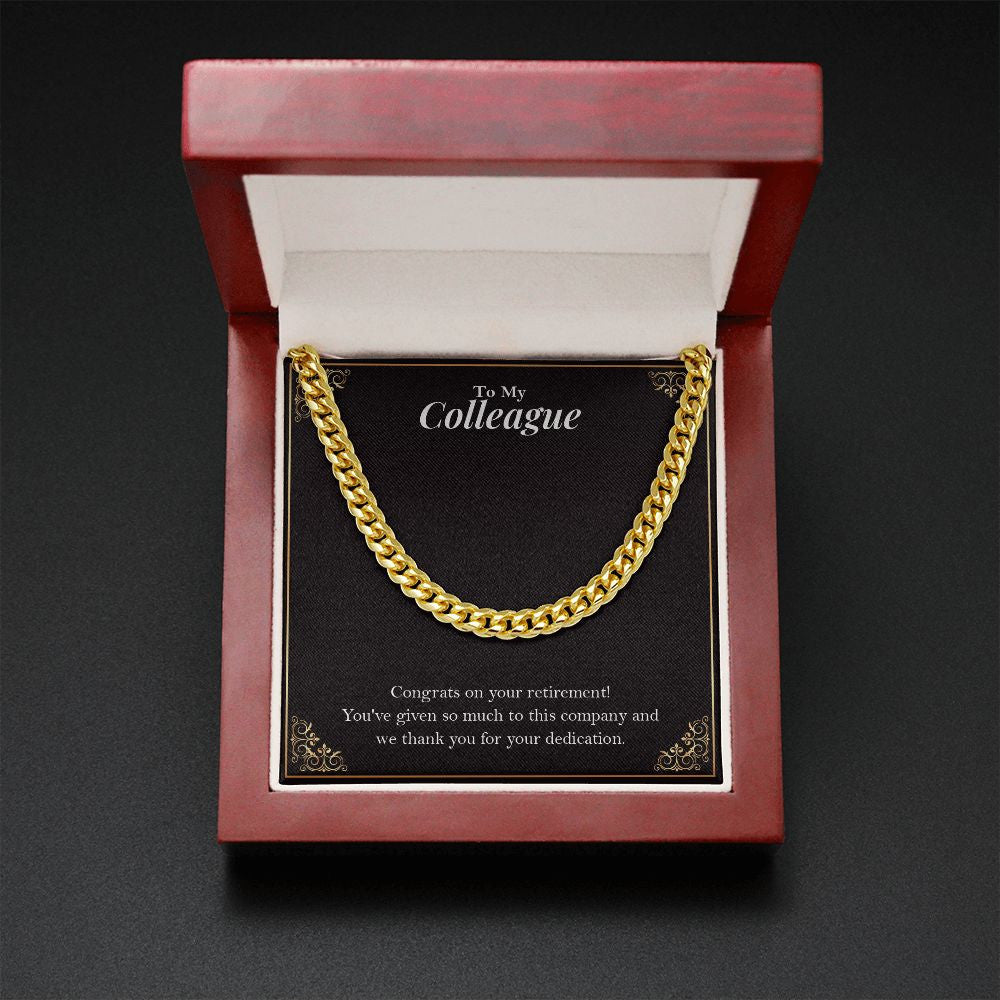 Thank You For Your Dedication cuban link chain gold mahogany box led