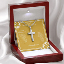 Load image into Gallery viewer, Becoming A Team stainless steel cross premium led mahogany wood box
