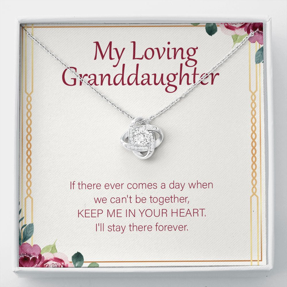 Keep Me In Your Heart love knot necklace front