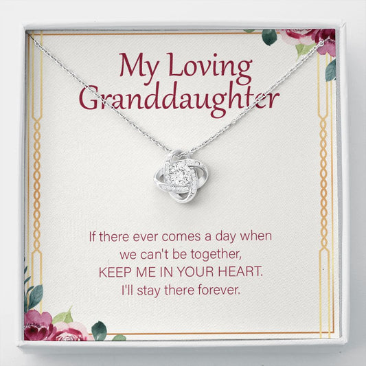 Keep Me In Your Heart love knot necklace front