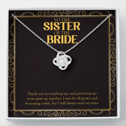 Protecting Me love knot necklace front