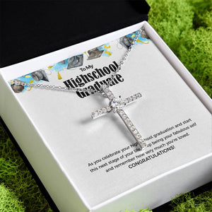 Next Stage Of Your Life cz cross pendant close up