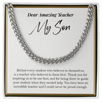 Behind Every Student cuban link chain silver front
