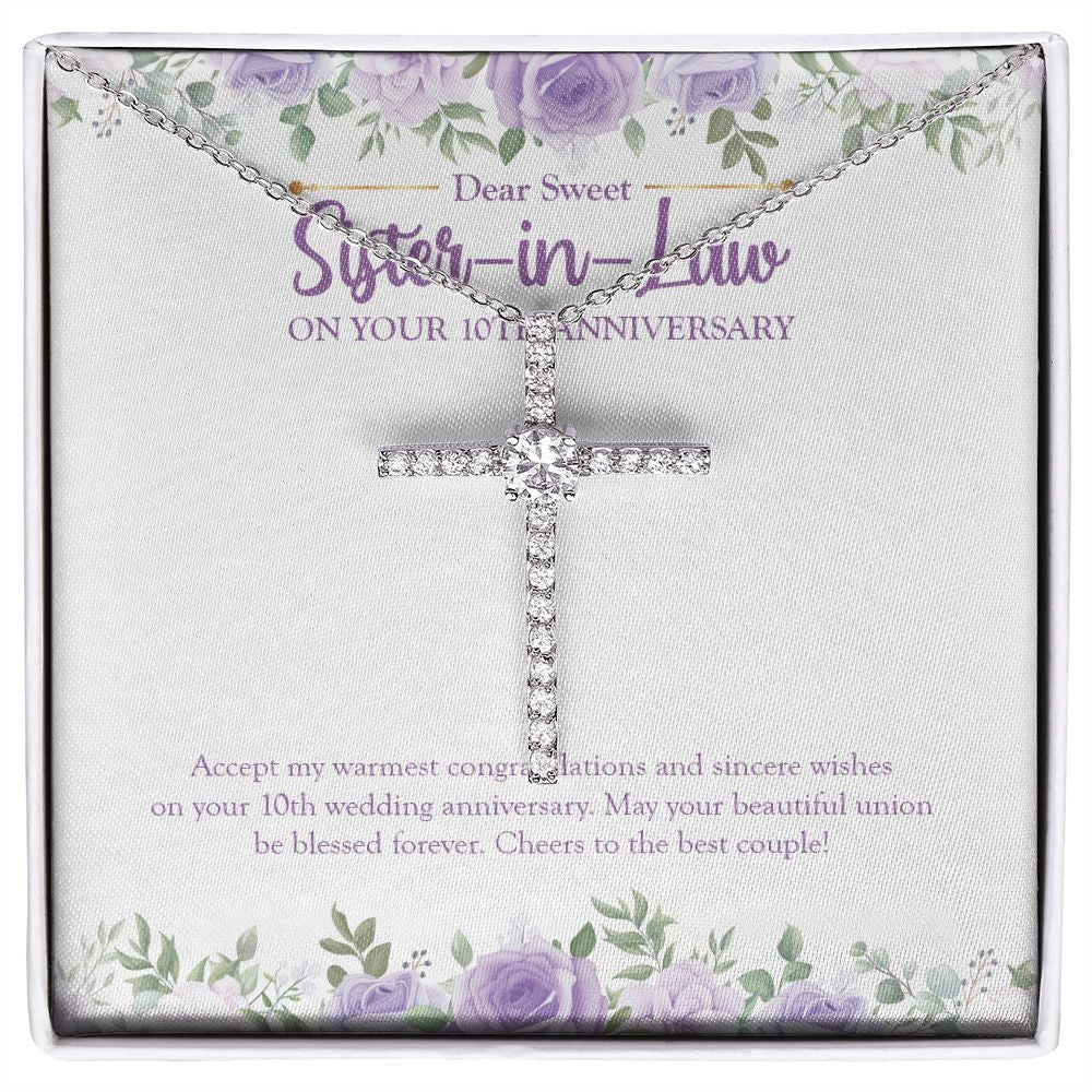 Your Blessed Beautiful Union cz cross necklace front