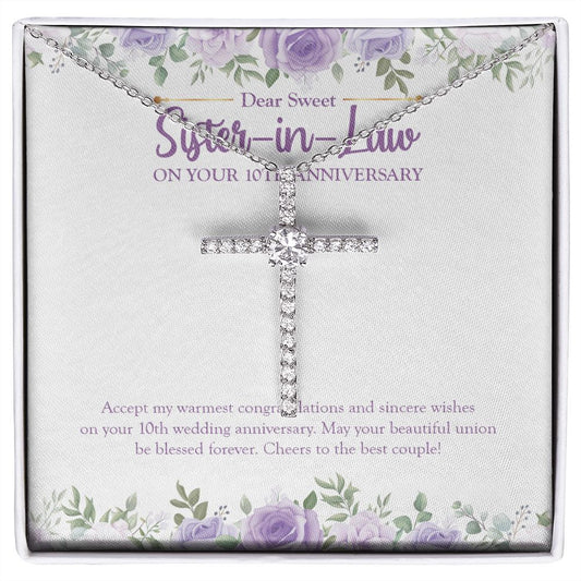 Your Blessed Beautiful Union cz cross necklace front